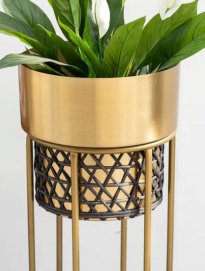 Midas Touch Gold Handwork Cane Planters (Set Of 2)