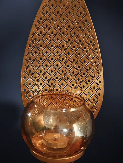 Golden Jali Candle holder