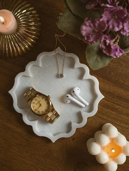 White Marble Adorn Tray